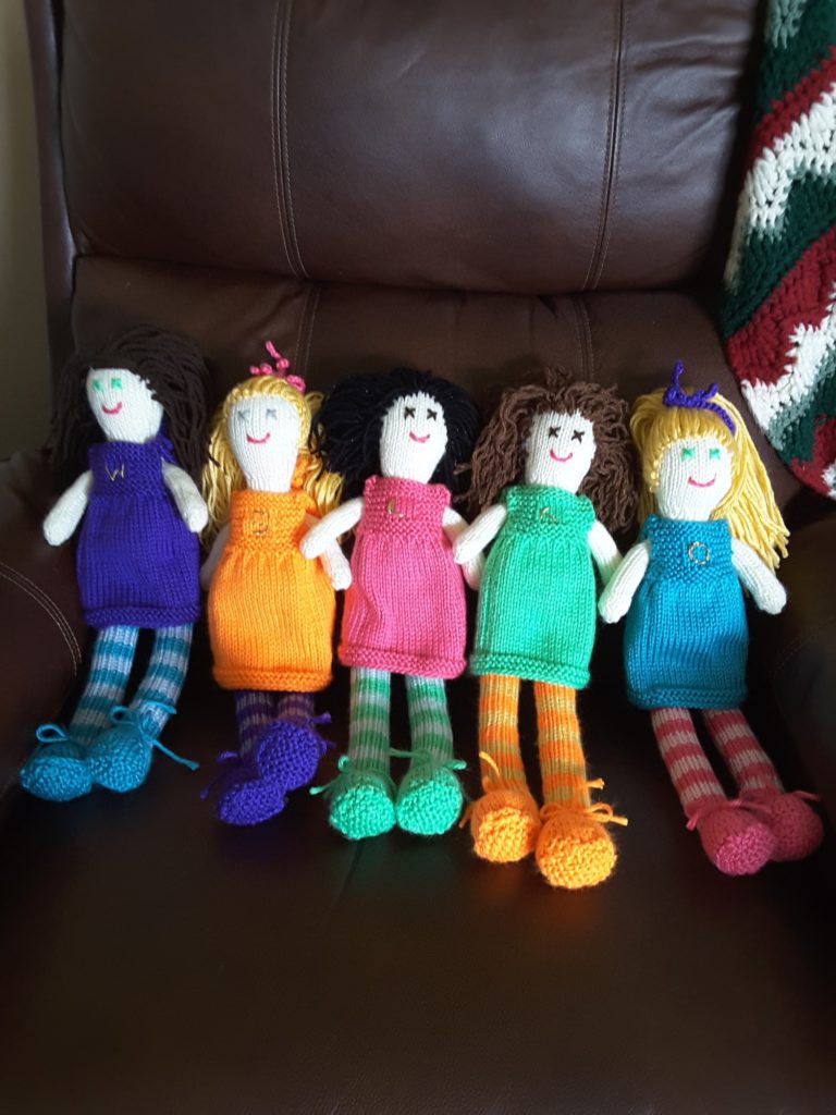 hand knitted dolls for charity